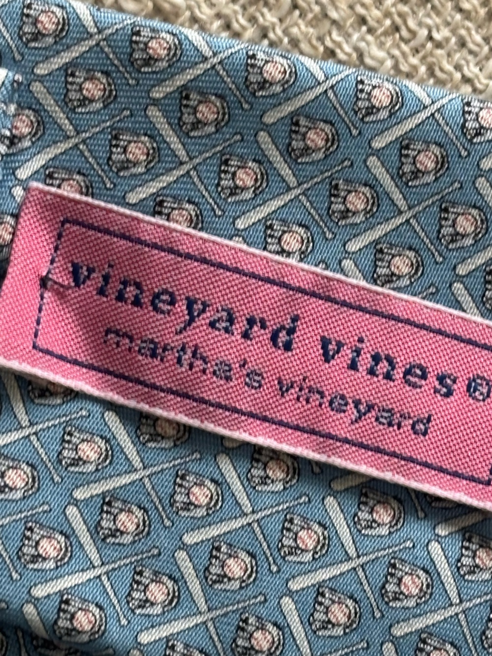 Vineyard Vines Youth Boys Baseball Silk Tie 51” Blue Novelty Sports Handmade USA